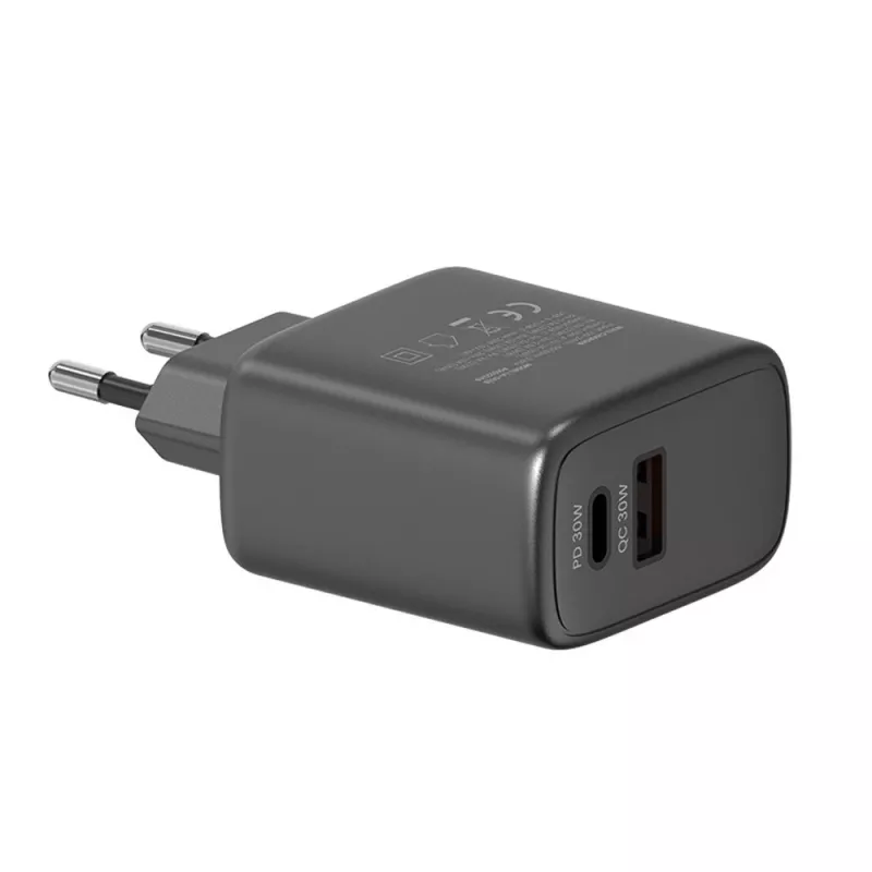 SAVIO LA-06/B 30W Wall Charger, USB-A + USB-C, Quick Charge, Power Delivery 3.0, Black