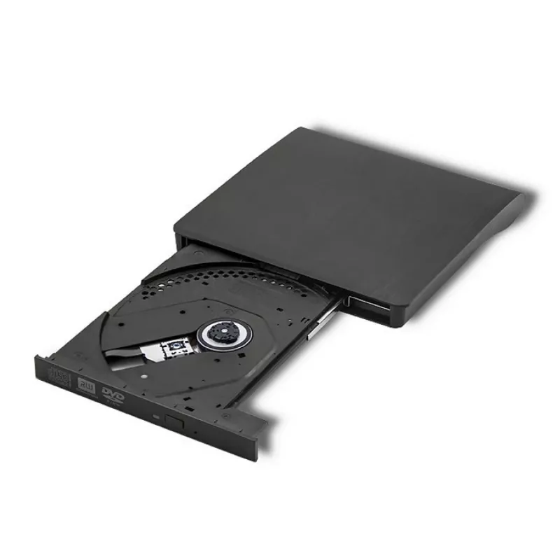 External DVD‑RW drive QOLTEC 51857 — USB 3.0, SATA interface, DVD±R 8x, DVD±RW 4x, DVD‑RAM 5x, CD 24x, black