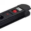 Power extension MACLEAN MCE11 — 8 AC outlets, 1.5 m cable, indoor, black, with on/off switch