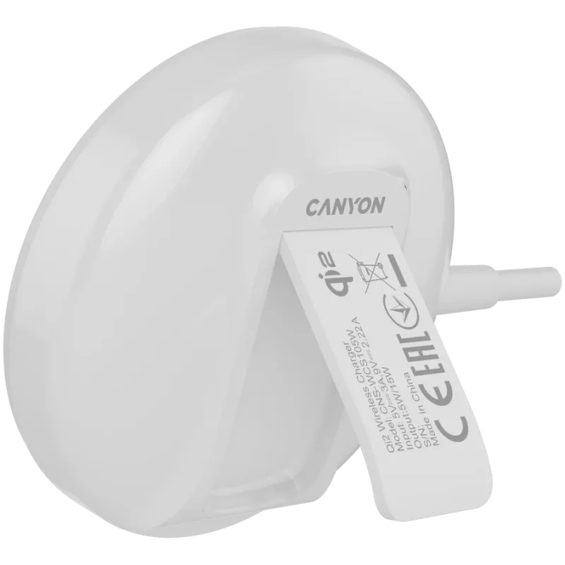 Wireless charger CANYON WS-105 15W Qi2 White – 15W wireless charging, Qi2 compatible