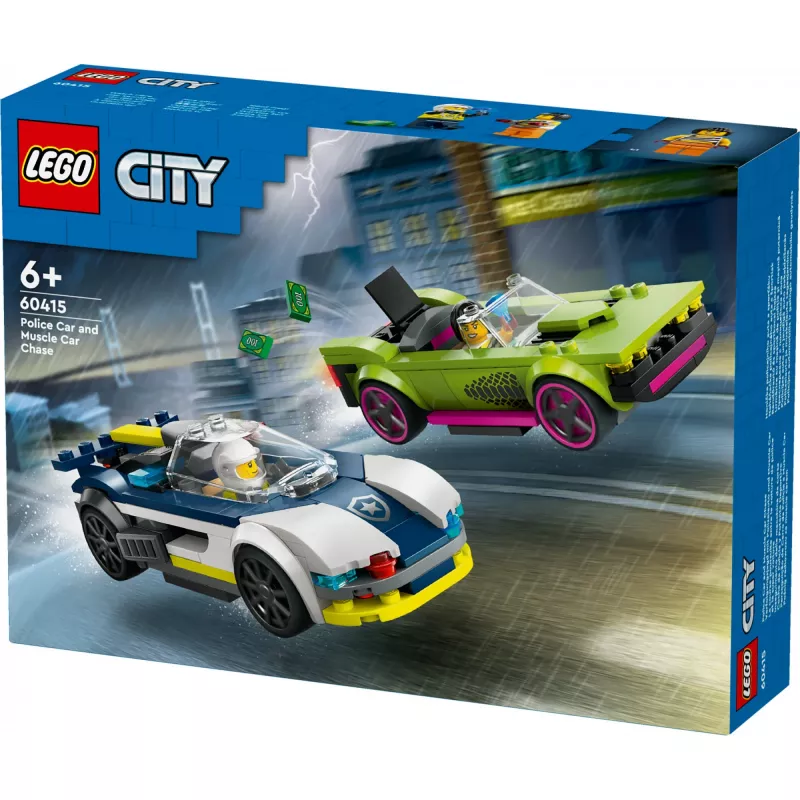 LEGO City playset 60415 Police Car and Muscle Car Chase — 213 pieces, 2 minifigures, age 6+