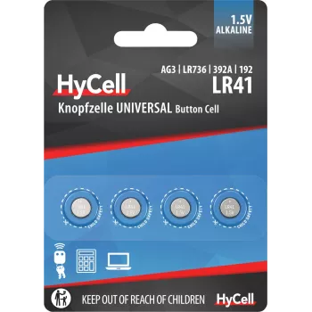 Ansmann HyCell 1516-0025 - Disposable battery - LR41 - Alkaline - 1.5 V - 4 pieces - Silver