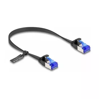 Network Cable DeLOCK RJ45 Flat Patch Cable plug to plug Cat.6A 0.25 m black
