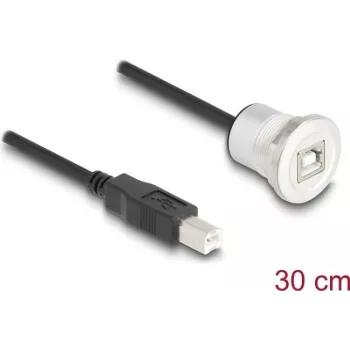 DeLOCK 88182 USB cable USB 2.0 0.3 m USB B Black Silver