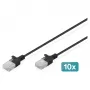Patch cable DIGITUS CAT 6 U-UTP Slim, 3 m, black — pack of 10