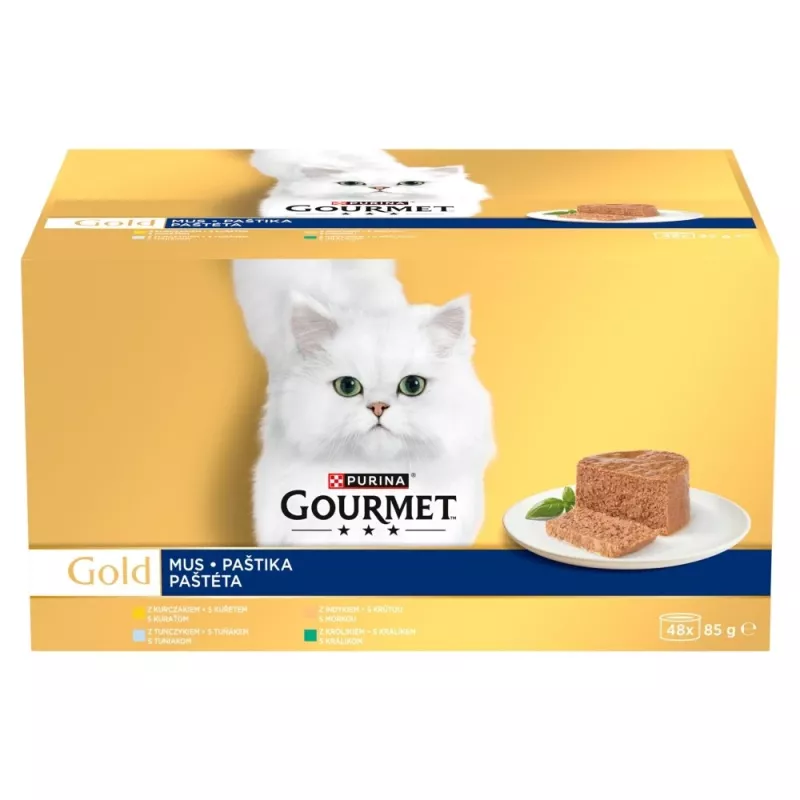 Wet cat food multipack Purina Nestlé Gourmet Gold Mus Mix 48×85 g cans assorted flavors