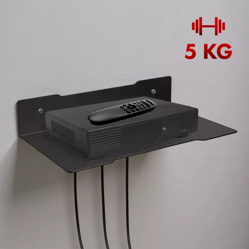 Wall shelf for decoder MACLEAN MC-122, steel, black, max load 5 kg, hole spacing 219 mm