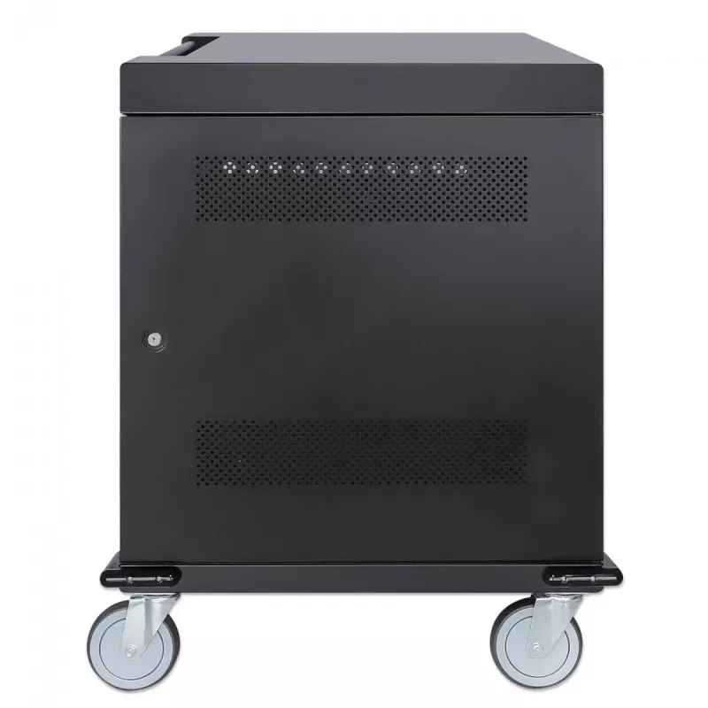 Manhattan Laptop Charging Cart/Trolley via AC Adapter (EU) 32-bay, Install device's AC Adapter (power cables) into unit, Suitable for ALL laptops (to 15.6 inch), iPads, MacBooks, Chromebooks, other USB-C devices, Bays 380x30x280mm, Cabinet, Lockable