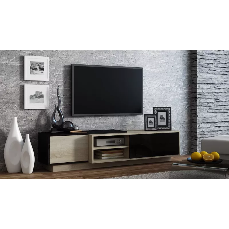 Cama TV cabinet SIGMA1 180 sonoma oak/black gloss