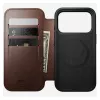 Mobile phone cover Nomad Modern Leather Folio for iPhone 17 Pro, leather/aluminium, 16 cm (6.3 inch) brown, 4 card pockets