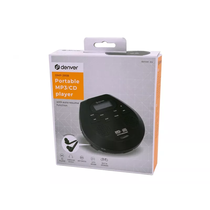 Portable CD player Denver DMP-395B Black MP3 playback LCD display