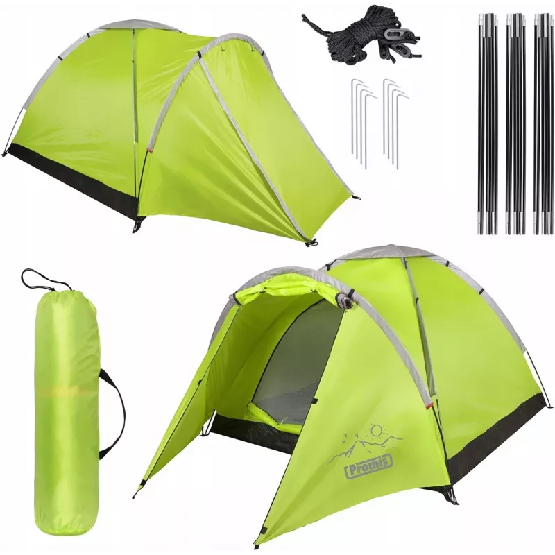 Tent PROMIS NT80 — 3-person camping tent with vestibule and mosquito net, floor area 2x2 m