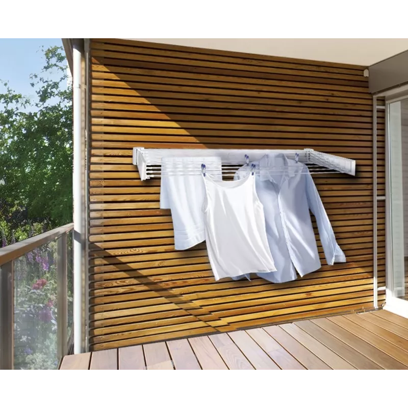 Wall-mounted rack Leifheit Telegant 30 Protect White, width 720 mm, depth 370 mm, 3 m line