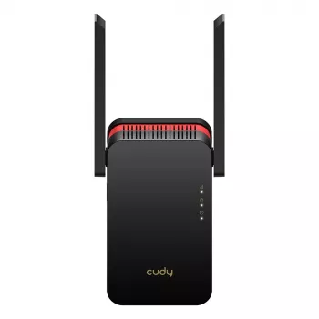 Wi‑Fi signal booster Cudy RE3000 2400–5000 MHz, 802.11ax/ac/n/g/b/a, Ethernet 100 Mbps, external antenna, black/red