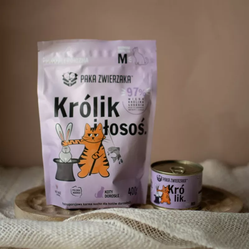 PAKA ZWIERZAKA Rabbit and salmon - dry cat food - 400g