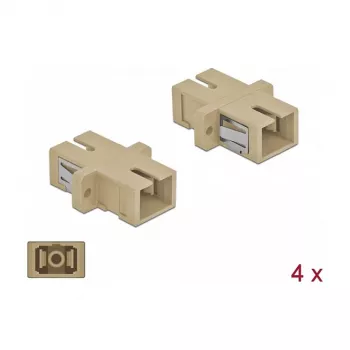Fibre optic connector SC female–female DELOCK 85993, beige, pack of 4