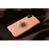 Smartphone case man and wood for iPhone X/XS, black, protective cover with compass detail