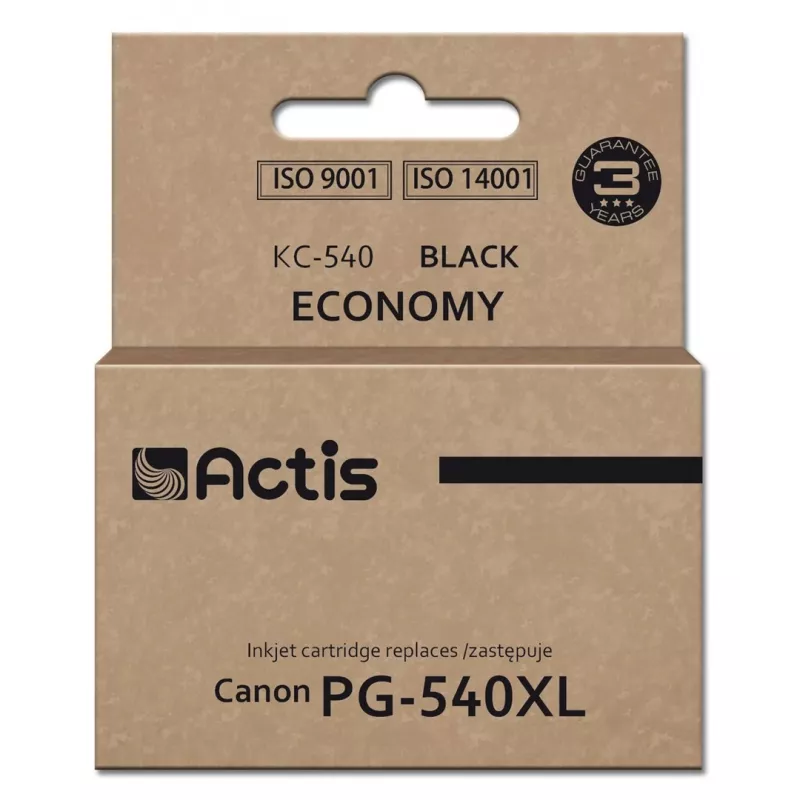 Ink cartridge ACTIS KC-540 Black — compatible replacement for Canon PG-540XL, dye-based ink 22 ml, single pack