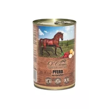 Wet dog food o'canis Horse Meat with Potato 400 g — complete canned meal for adult dogs, 80% moisture, 8.5% protein