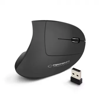 Wireless mouse ESPERANZA EM133 — ergonomic right-hand, 1600 DPI, 6 buttons, 2.4 GHz USB nano receiver, 10 m range, black