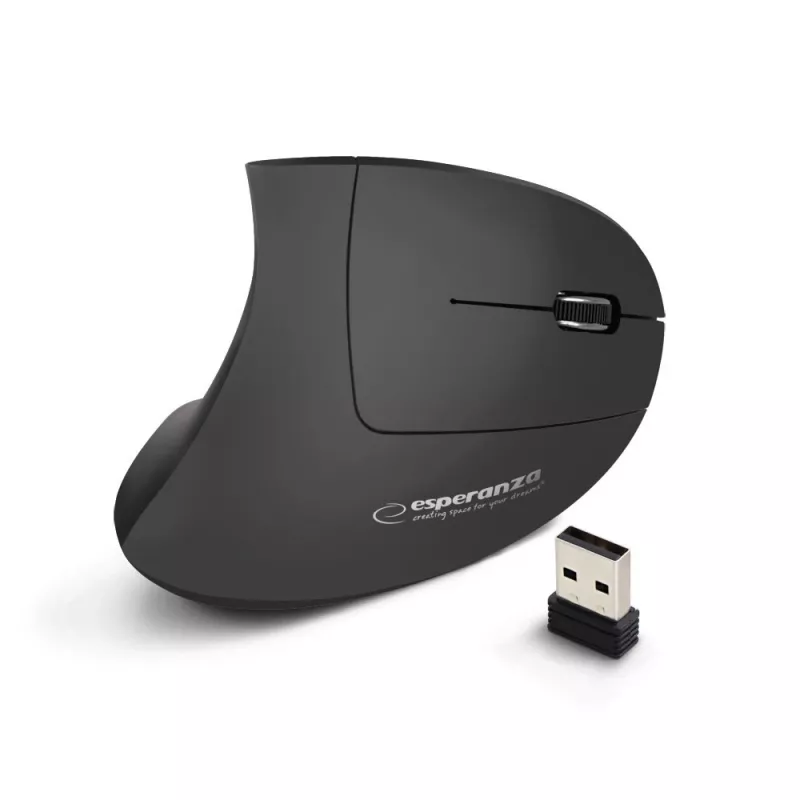 Wireless mouse ESPERANZA EM133 — ergonomic right-hand, 1600 DPI, 6 buttons, 2.4 GHz USB nano receiver, 10 m range, black