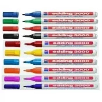 Permanent Marker Edding 3000 Black Blue Green Red 4 pcs