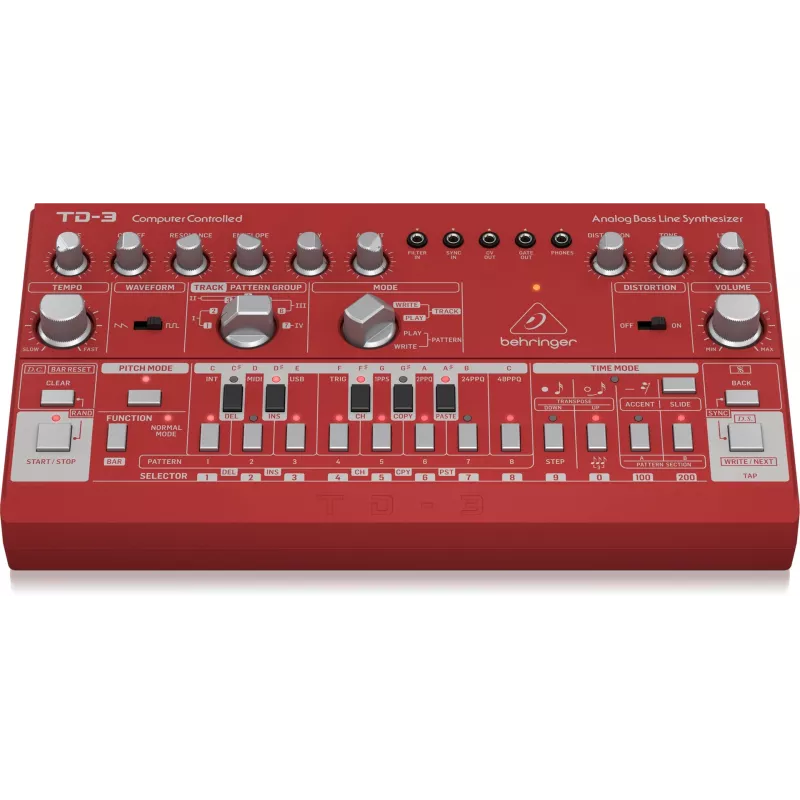 Analog synthesizer Behringer TD-3-RD Red 9V DC