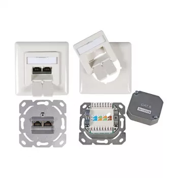 EFB-Elektronik Data Socket Cat.6 250MHz oben/Downward, Flush-Mount, 2xRJ45, RAL9010 Manufacturer: EFB Elektronik (ET-25211.1V1)