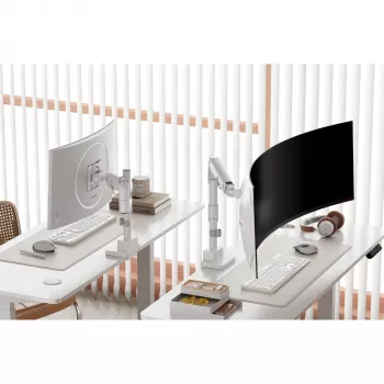 Monitor mount DIGITUS Single, clamp, 57 inch max, 27 kg capacity, VESA 75x75–100x100, white