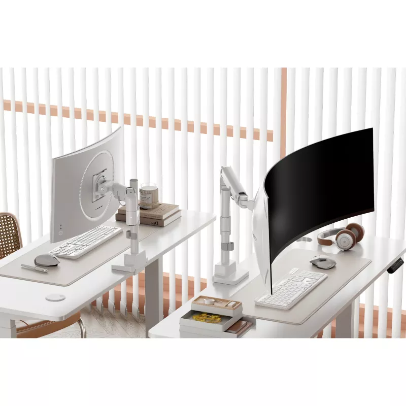 Monitor mount DIGITUS Single, clamp, 57 inch max, 27 kg capacity, VESA 75x75–100x100, white