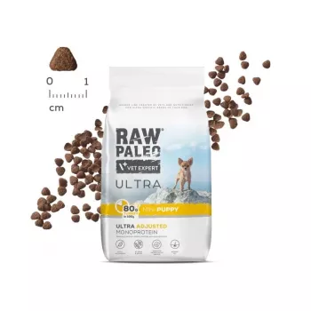 Dry dog food VETEXPERT Raw Paleo Ultra Mini Puppy Turkey 750 g — small breed junior kibble, 30% protein, 14% fat