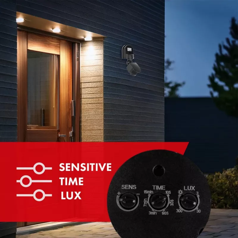 Motion and twilight sensor MACLEAN MCE25 B — motion detector with light sensor, wall/ceiling mount