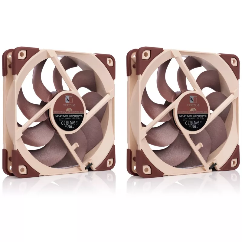 Computer case fan Noctua NF-A12X25 G2 PWM SX2-PP 120 mm, 12 V, 1800 RPM, 107.3 m³/h, SSO bearing, pack of 2, beige