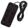 Power strip MACLEAN MCE391 B – 6 sockets, 4×USB-A + 1×USB-C, 110–240V, 2500W, 3 m cable, black