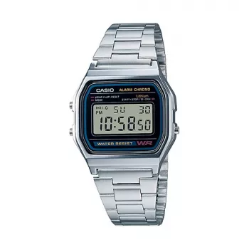 Wrist watch CASIO A158WA-1DF — digital, resin case, stainless steel band, 33.2×36.8×8.2 mm, CR2016 battery