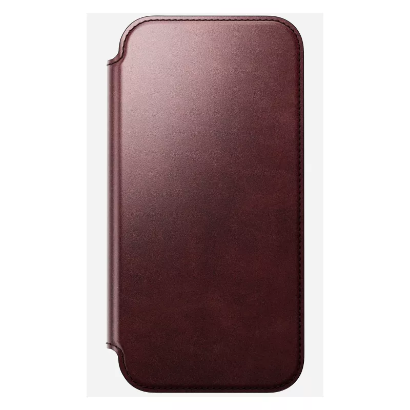 Mobile phone cover Nomad Modern Leather Folio for iPhone 17 Pro Max — leather, TPU, PC, aluminium, burgundy, 16 cm (6.3 inch)
