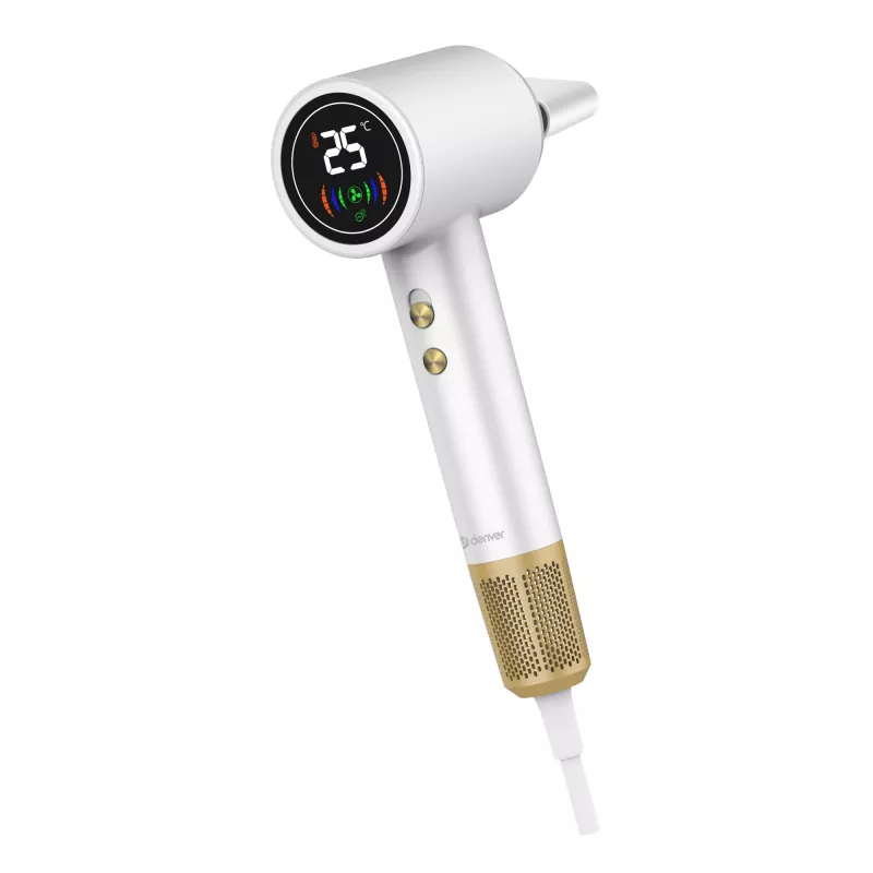 Hair dryer DENVER HDD-1400W, 1400 W, white, 110–240 V, 1.8 m cord, 25–75 °C, 70×89×280 mm