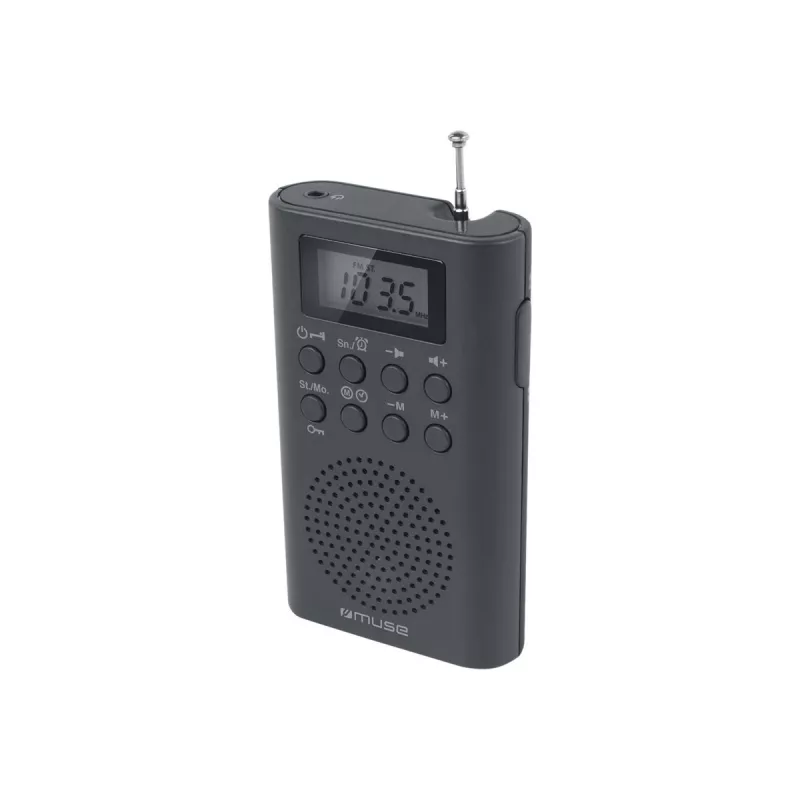 Portable radio Muse M-03 R with FM PLL tuning, LCD display, external antenna, black