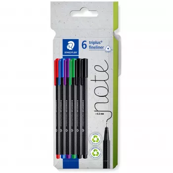 Fineliner Staedtler 334 C6 Black Blue Green Red Violet 5 pcs