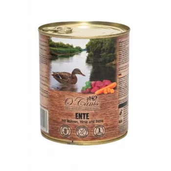 Wet dog food o'canis Duck with Millet and Carrots — 800 g can, protein 9.7%, fat 4.2%, moisture 74.4%