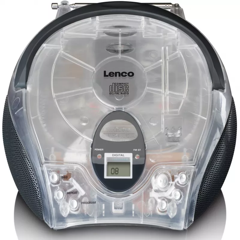 Portable radio CD player Lenco SCD-24TR — FM, 4W output, LCD, telescopic antenna, AC/DC, 6×C batteries