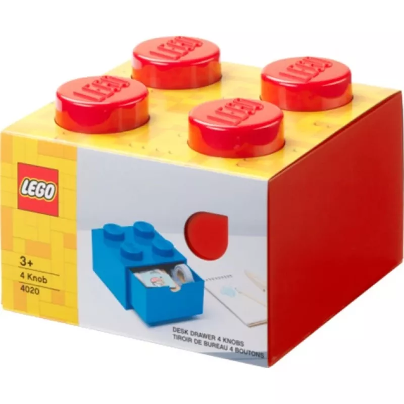 LEGO desk drawer 4 , Storage Box Red, studs