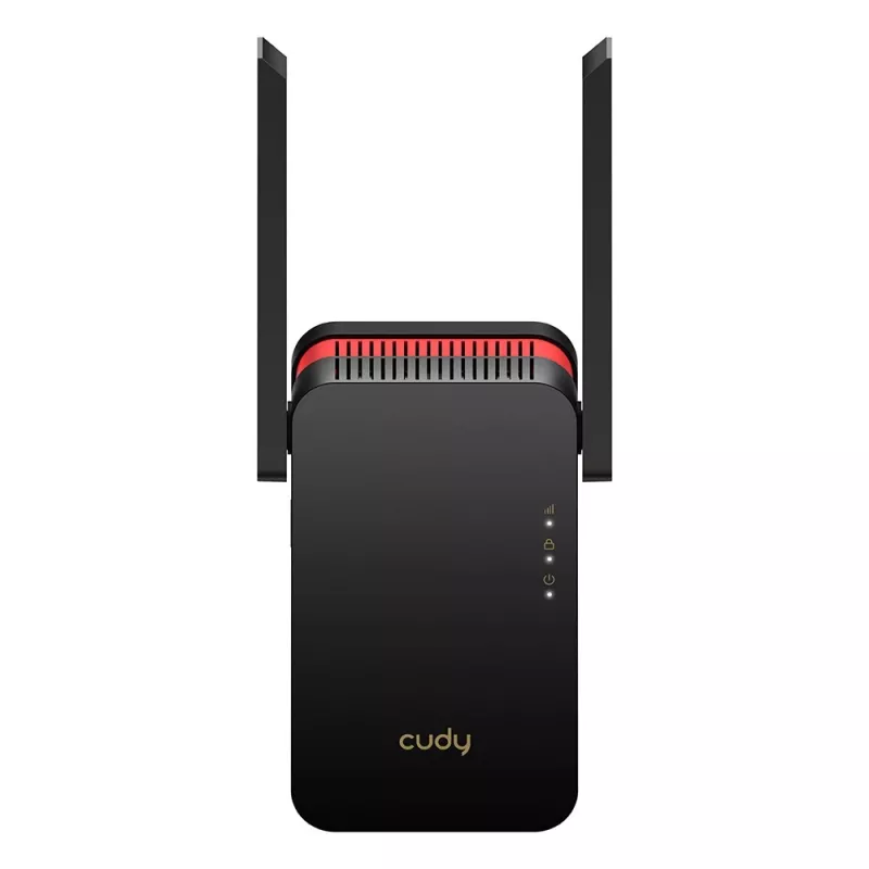 Wi‑Fi signal booster Cudy RE3000 2400–5000 MHz, 802.11ax/ac/n/g/b/a, Ethernet 100 Mbps, external antenna, black/red