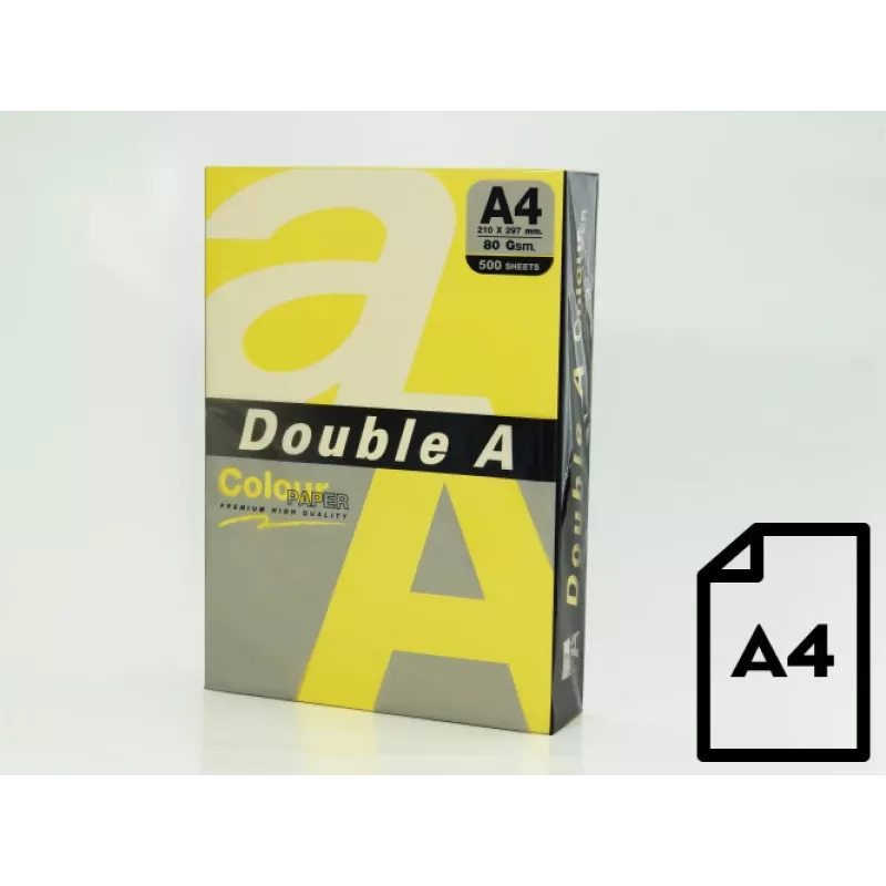 Colour paper Double A, 80g, A4, 500 sheets, Lemon