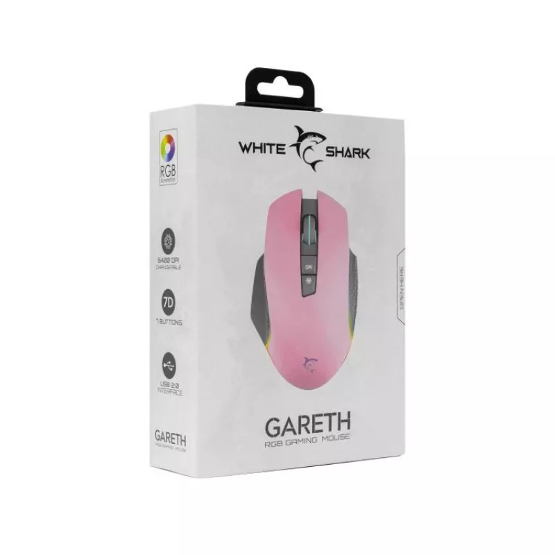 Gaming Mouse White Shark GARETH Pink USB Type-A
