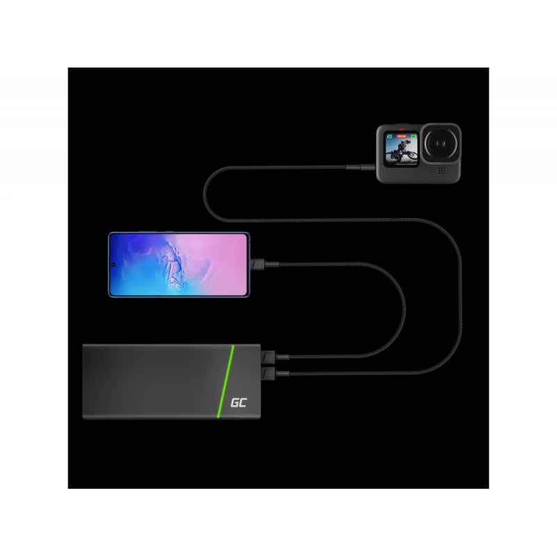 USB Cable Green Cell KABGC22 USB 2.0 1.2m USB A USB C Black