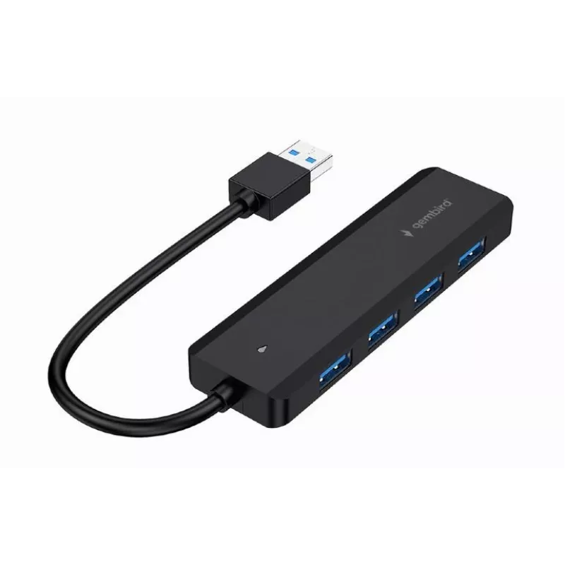 USB hub Gembird 4-port USB 3.1 (Gen 1) — 4 ports, USB 3.2 Gen 1 Type-A, 5V/2.1A, 109×30×10 mm, black