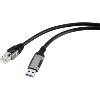 Renkforce USB, Network Adapter Cable [1x USB 3.2 Gen 1 Plug A (USB 3.0) - 1x RJ45-Plug] 1.80 m Aluminium-Plug (RF-6055784)