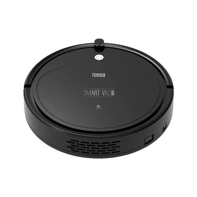 Robot vacuum cleaner TEESA Smart VAC 2 — round, black, 1000 Pa suction, 9.6V/2000mAh Li battery, 0.2 L dust box, Wi‑Fi, automatic return