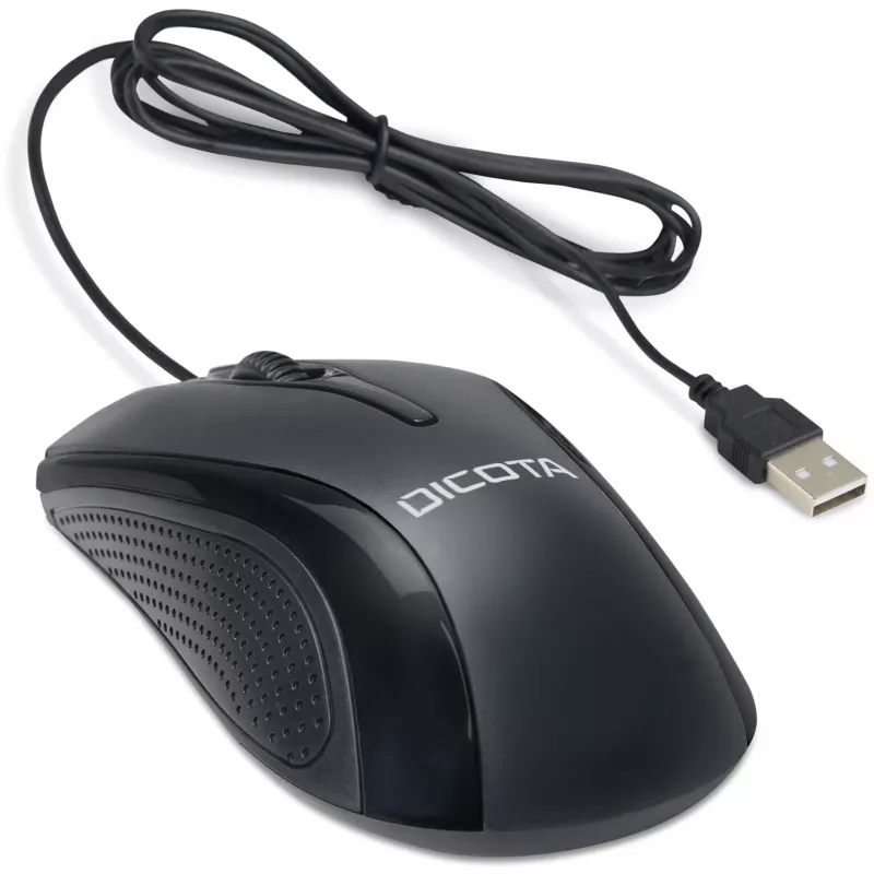 DICOTA - Mouse - right- and left-handed - Laser - 3 Buttons - Wired - USB - Black (D32011)